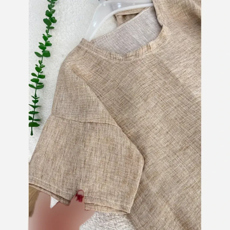 ست ساحلی و شومیز شاین جنس شانتون کتان گرم بالا فری سایز