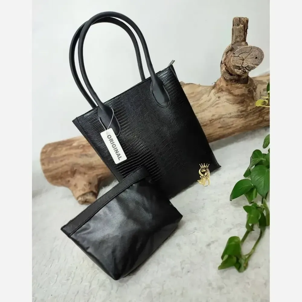کیف دو قلو چرم صنعتی مدل الناز قهوه ای