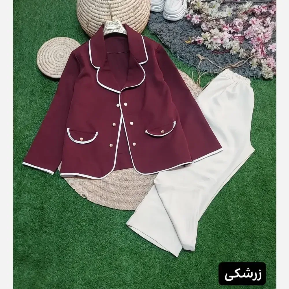 ست کت و شلوار ادایی پاییزه جنس سوپرمازراتی اعلا سایز 38 تا 46 فری رنگ بندی مشکی زرشکی قهوه ای سرمه ای نسکافه ای
