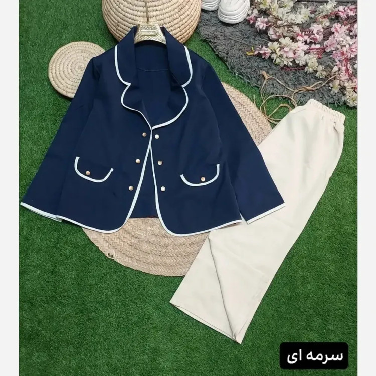 ست کت و شلوار ادایی پاییزه جنس سوپرمازراتی اعلا سایز 38 تا 46 فری رنگ بندی مشکی زرشکی قهوه ای سرمه ای نسکافه ای