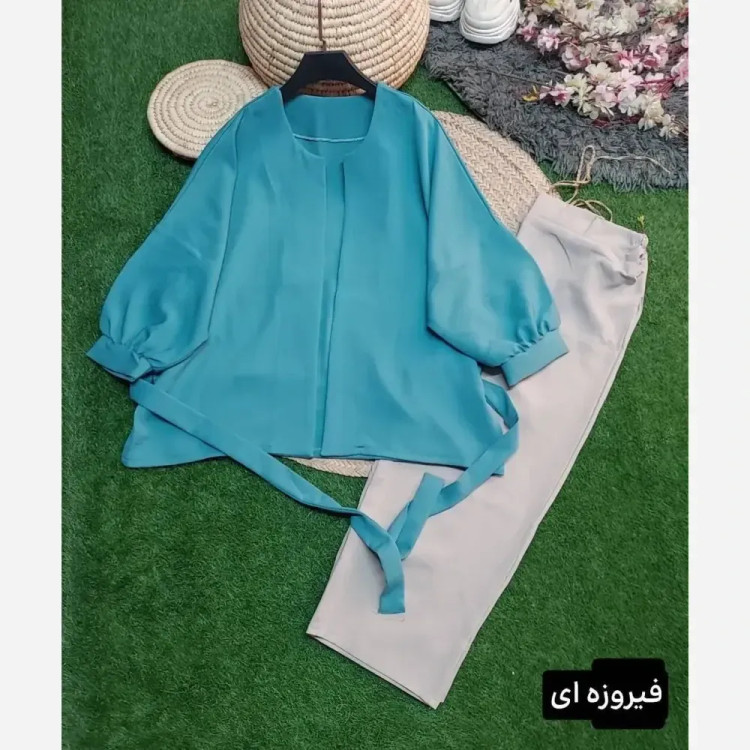 ست مانتو و شلوار سوپرمازراتی دوخت مزونی فری سایز