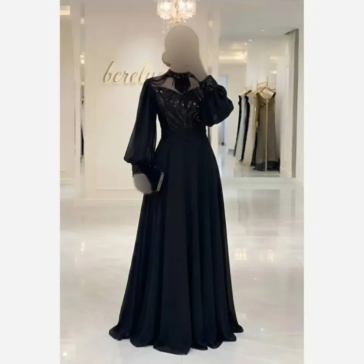 لباس مجلسی زنانه بالاتنه پولک و دامن کرپ حریر سبز سورمه ای مشکی سایز 38 تا 48