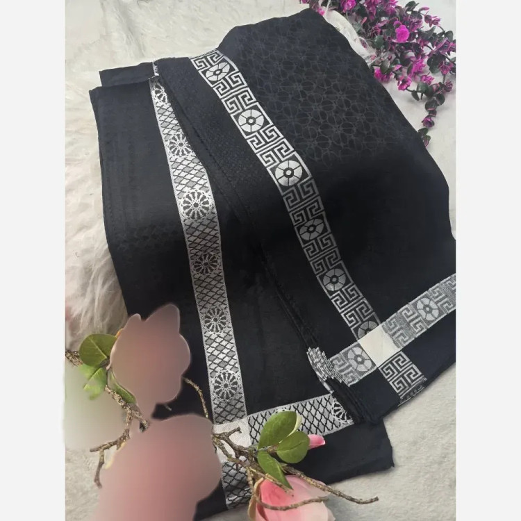 روسری ژاکارد ابریشم ترک دورو نقره کوب سایز 90 در 90 چهار فصل
