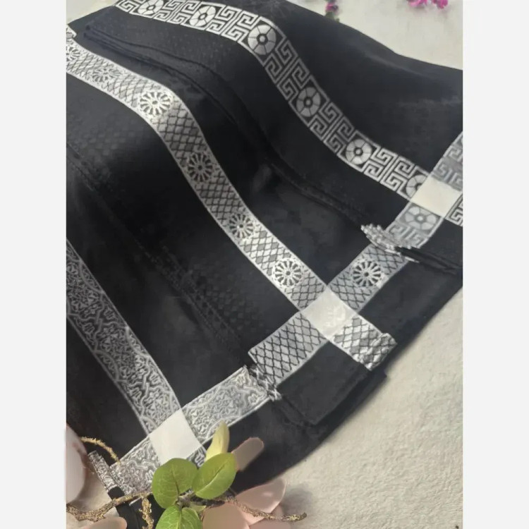 روسری ژاکارد ابریشم ترک دورو نقره کوب سایز 90 در 90 چهار فصل