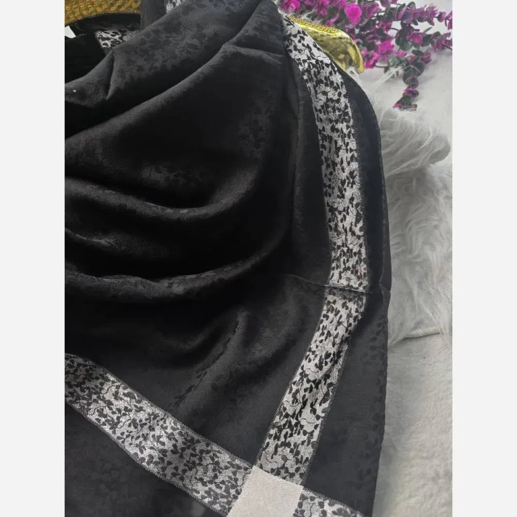 روسری ژاکارد ابریشم ترک دورو نقره کوب سایز 90 در 90 چهار فصل