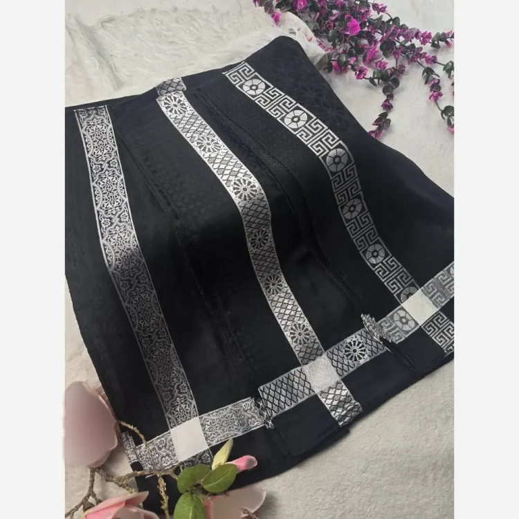 روسری ژاکارد ابریشم ترک دورو نقره کوب سایز 90 در 90 چهار فصل