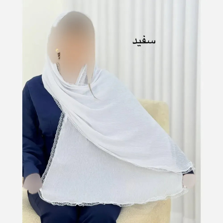 شال پلیسه لبه توری مجلسی کرپ مانند