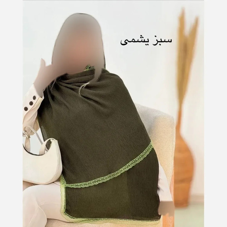 شال پلیسه لبه توری مجلسی کرپ مانند