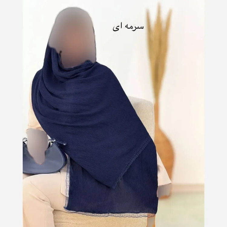 شال پلیسه لبه توری مجلسی کرپ مانند