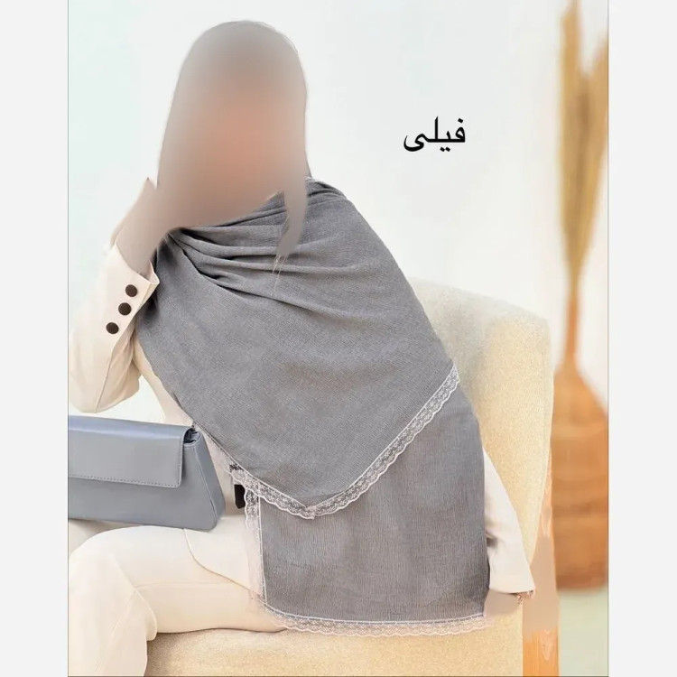شال پلیسه لبه توری مجلسی کرپ مانند