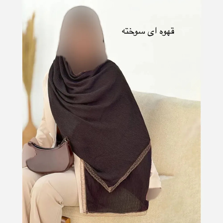 شال پلیسه لبه توری مجلسی کرپ مانند