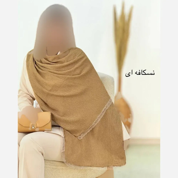 شال پلیسه لبه توری مجلسی کرپ مانند