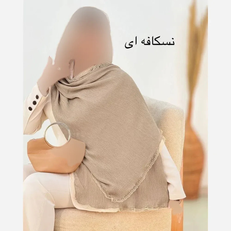 شال پلیسه لبه توری مجلسی کرپ مانند