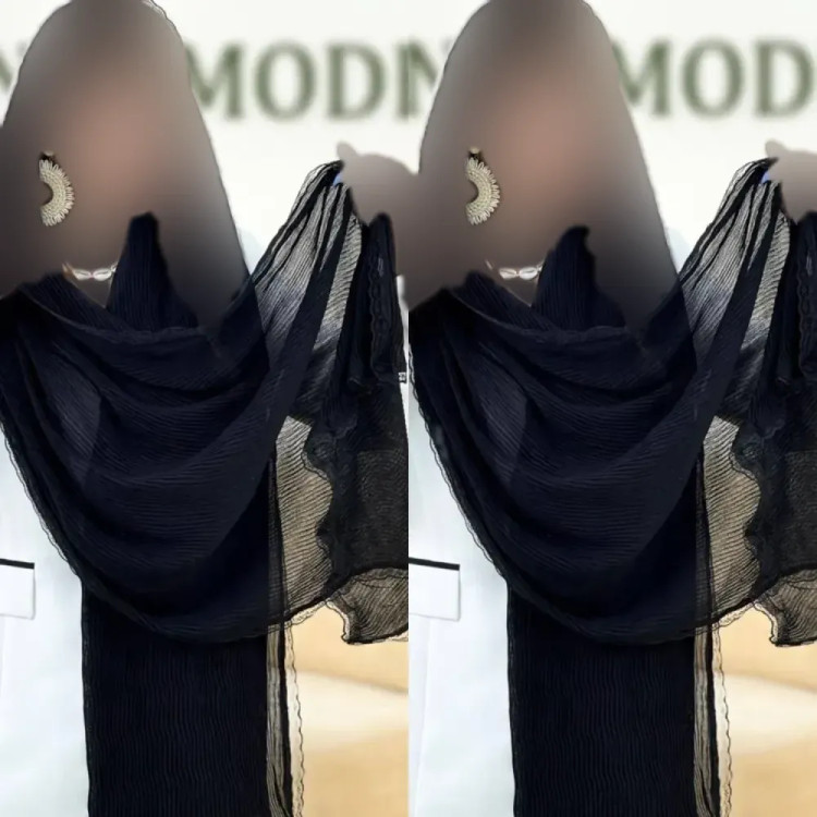 شال پلیسه لبه توری مجلسی کرپ مانند